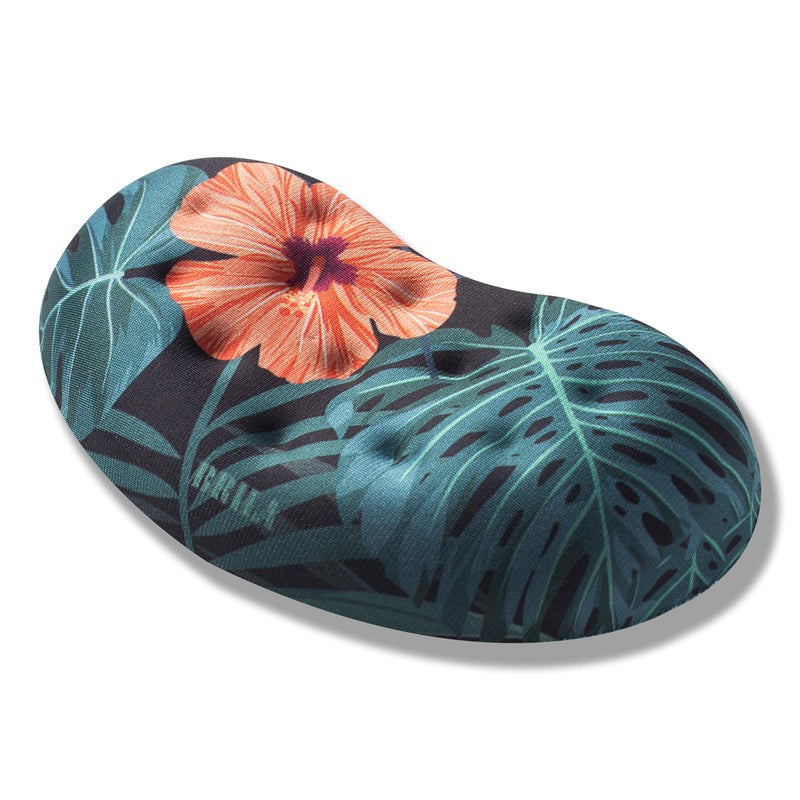 BRILA Ergonomic Memory Foam Mouse Wrist Rest Support Pad Cushion for Computer, Laptop, Office Work, PC Gaming - Massage Holes Design - Wrist Pain Relieve (Floral Leaves) - Image 1